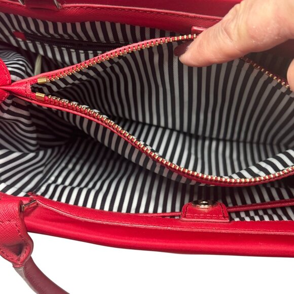 Kate Spade ~ Phoebe Red Nylon Tote Top handle Shoulder bag, Striped interior - Picture 8 of 16